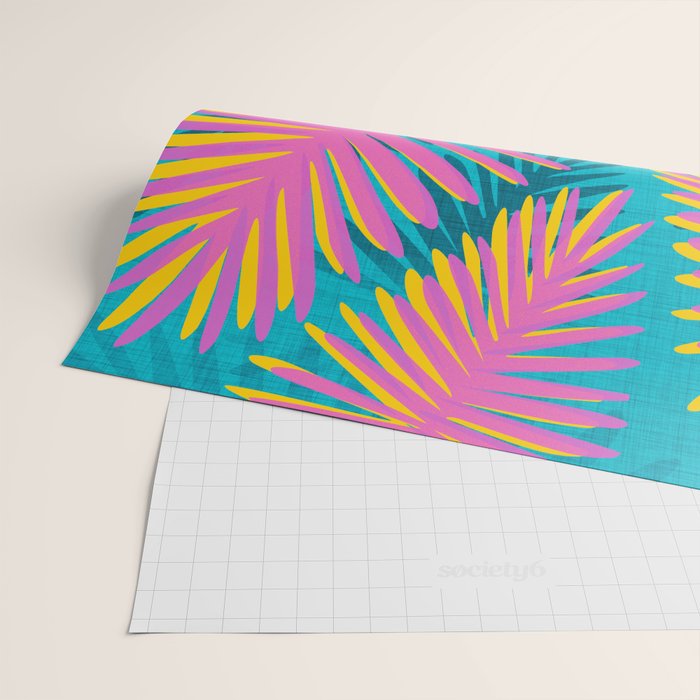 Mid Mod Pink Palm Trees Wrapping Paper Gallery Image 2