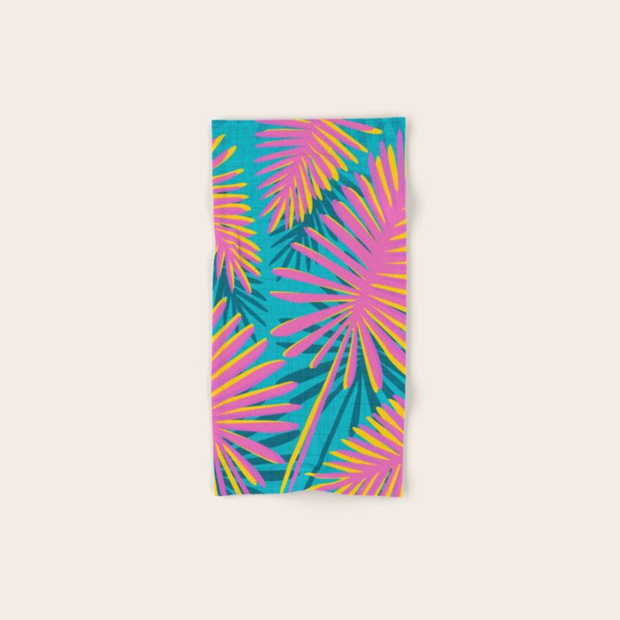 Mid Mod Pink Palm Trees Bath Towel Gallery Image 1