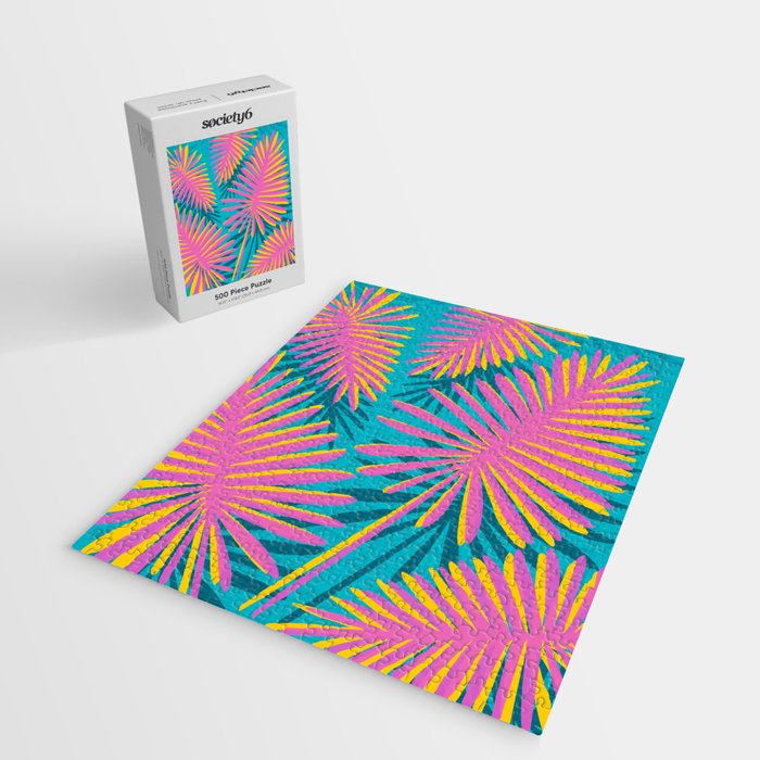 Mid Mod Pink Palm Trees Jigsaw Puzzle Gallery Image 2