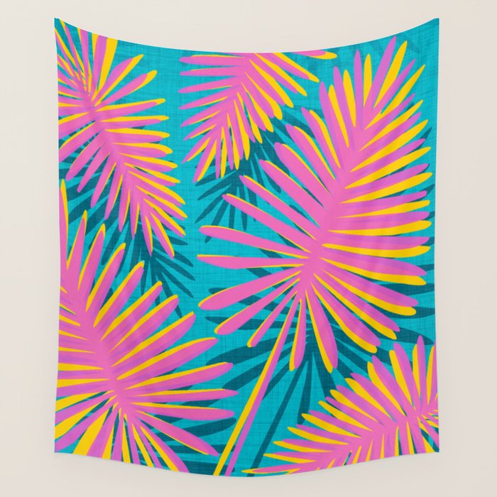 Mid Mod Pink Palm Trees Wall Tapestry Gallery Image 1