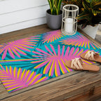 Mid Mod Pink Palm Trees Outdoor Rug Gallery Image 2