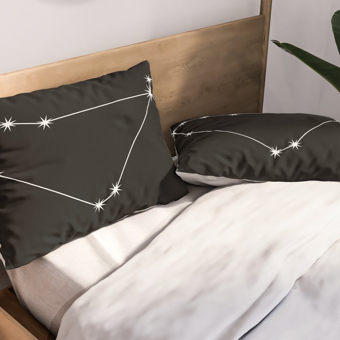 Capricorn Zodiac Star Constellation Line Art Black Pillow Sham Gallery Image 2
