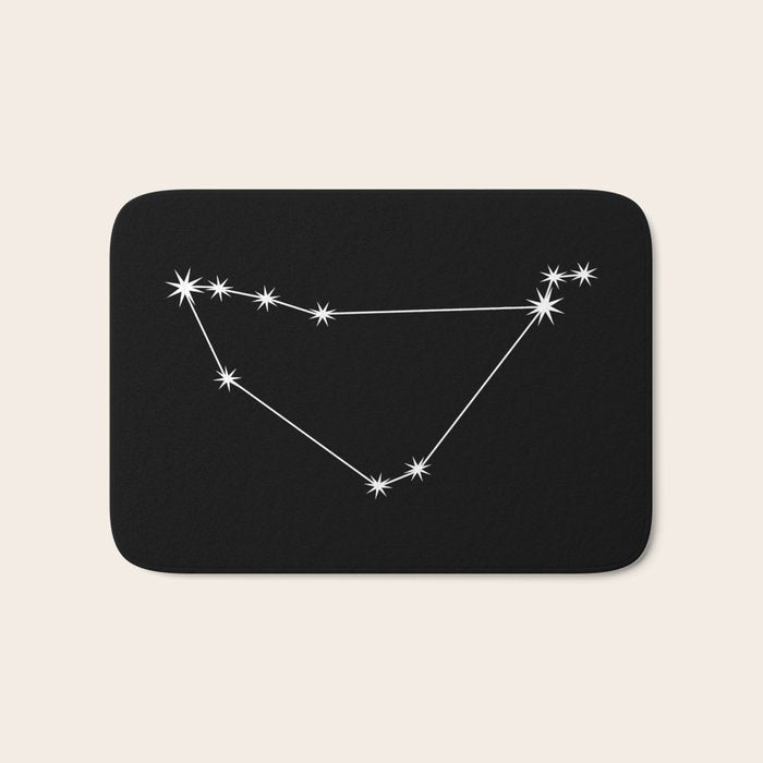 Capricorn Zodiac Star Constellation Line Art Black Bath Mat Gallery Image 1