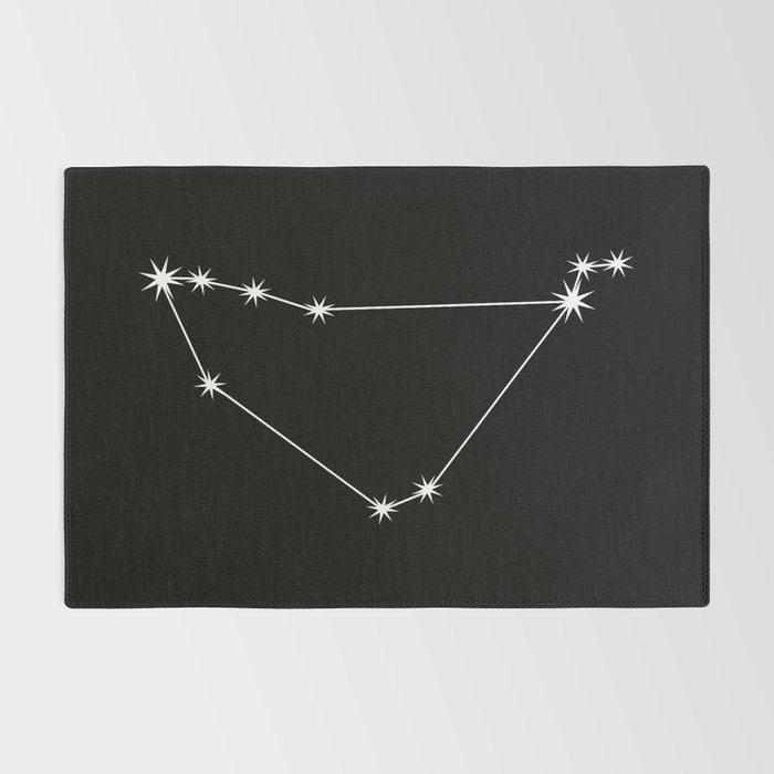 Capricorn Zodiac Star Constellation Line Art Black Rug Gallery Image 2