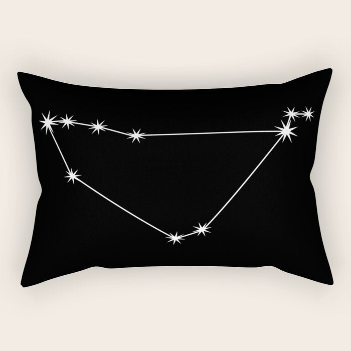 Capricorn Zodiac Star Constellation Line Art Black Rectangular Pillow Gallery Image 2