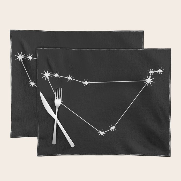 Capricorn Zodiac Star Constellation Line Art Black Placemat Gallery Image 1