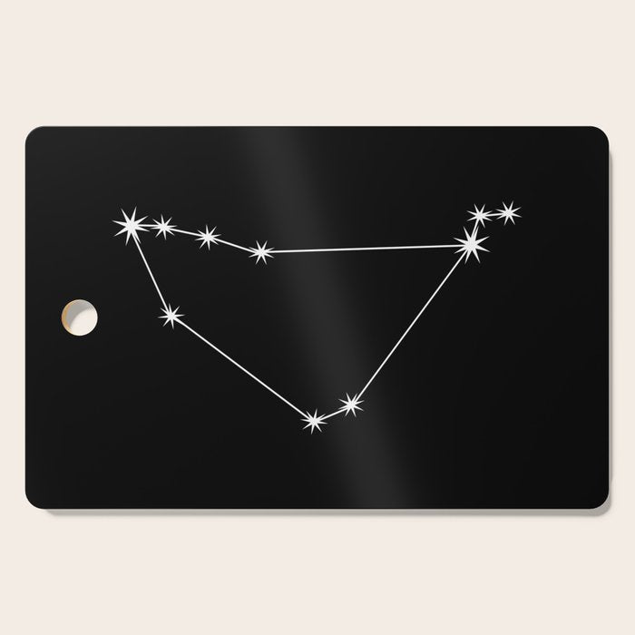 Capricorn Zodiac Star Constellation Line Art Black Cutting Board Gallery Image 1