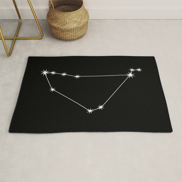 Capricorn Zodiac Star Constellation Line Art Black Rug Gallery Image 1