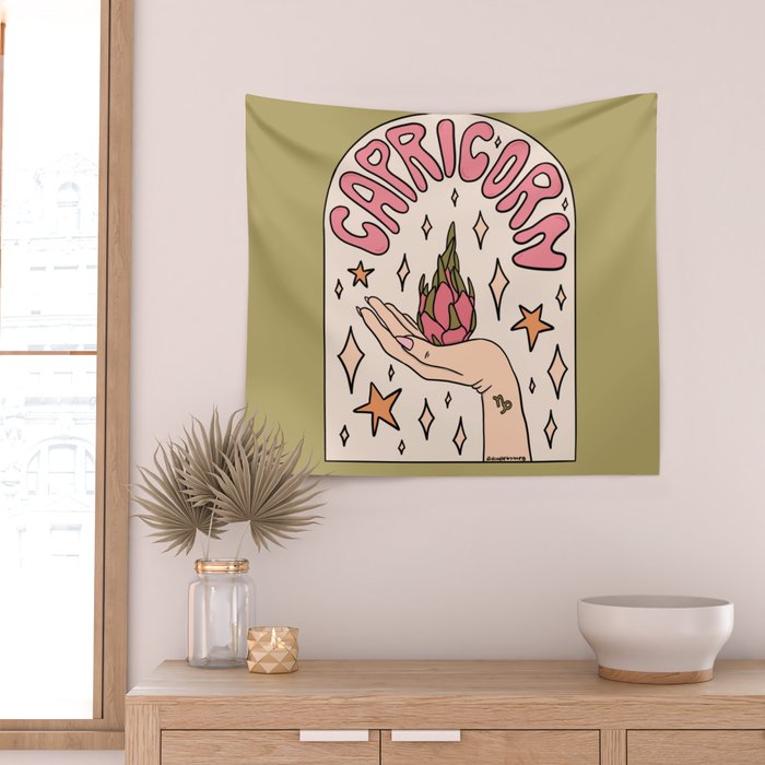 Capricorn Dragonfruit Wall Tapestry Gallery Image 2