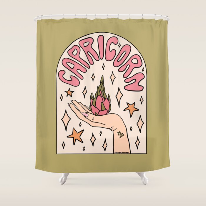 Capricorn Dragonfruit Shower Curtain Gallery Image 1