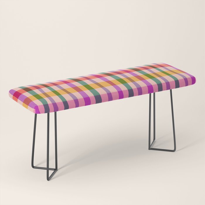 Wobbly Colorful Gingham Pattern Bench Gallery Image 1