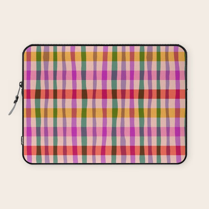 Wobbly Colorful Gingham Pattern Laptop Sleeve Gallery Image 1