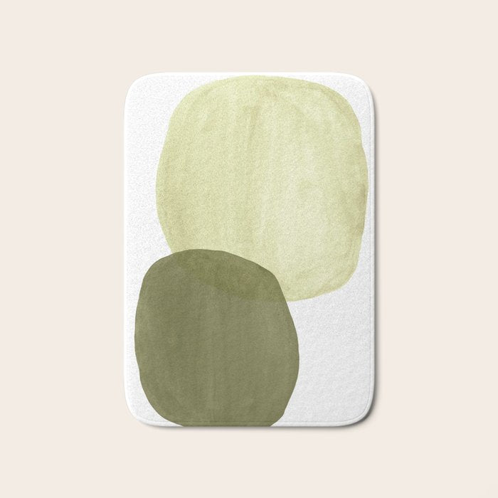 Olive green abstract shapes Bath Mat Gallery Image 1