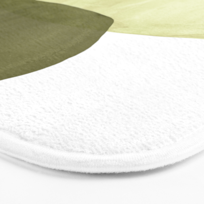 Olive green abstract shapes Bath Mat Gallery Image 3