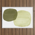 Olive green abstract shapes Outdoor Rug Gallery Image 1