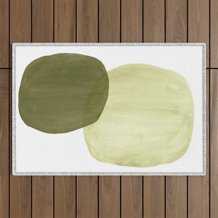 Olive green abstract shapes Outdoor Rug Gallery Image 1