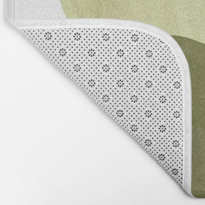 Olive green abstract shapes Bath Mat Gallery Image 2