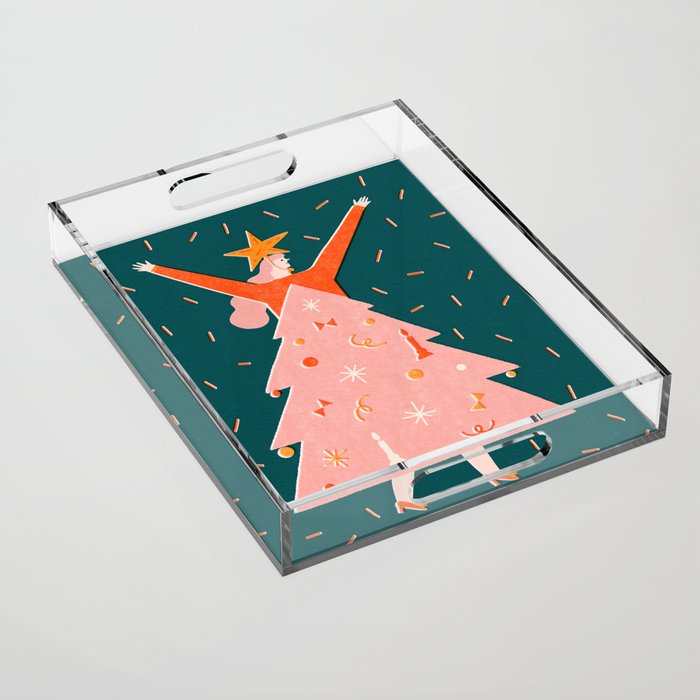 Christmas tree dress Acrylic Tray Gallery Image 1