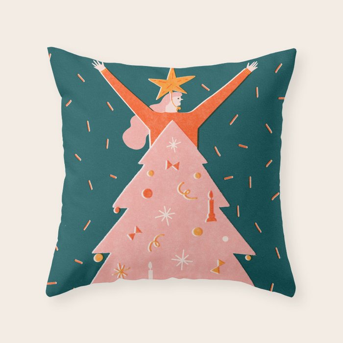 Christmas tree dress Throw Pillow Gallery Image 6