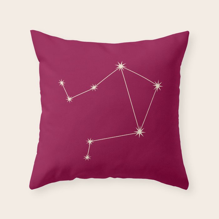 Libra Zodiac Star Constellation Line Art Magenta Pink Throw Pillow Gallery Image 6