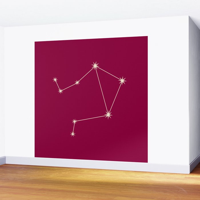 Libra Zodiac Star Constellation Line Art Magenta Pink Wall Mural Gallery Image 2