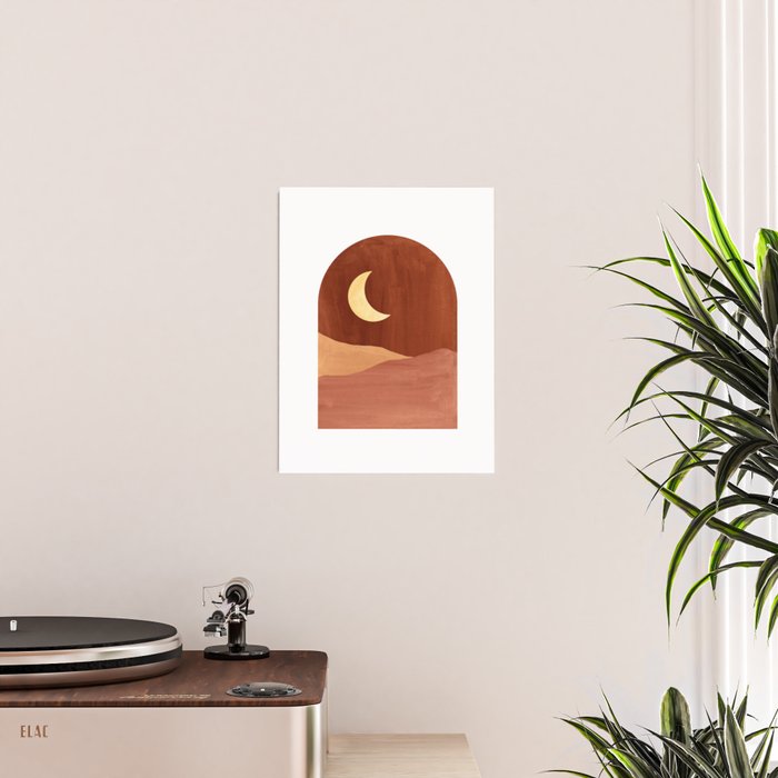 TERRACOTTA NIGHT, abstract landscape, moon and desert Poster Gallery Image 2