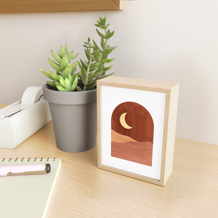 TERRACOTTA NIGHT, abstract landscape, moon and desert Mini Art Print Gallery Image 2