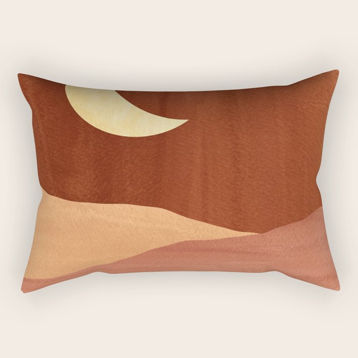 TERRACOTTA NIGHT, abstract landscape, moon and desert Rectangular Pillow Gallery Image 2