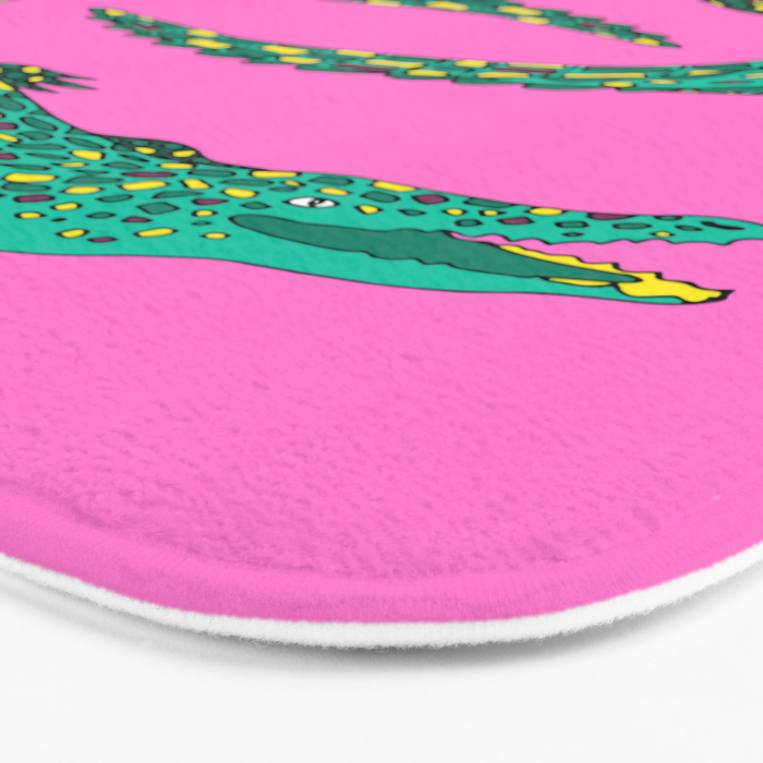 Crocodiles (Pink and Green) Bath Mat Gallery Image 3