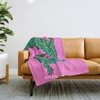 Crocodiles (Pink and Green) Throw Blanket Gallery Image 1