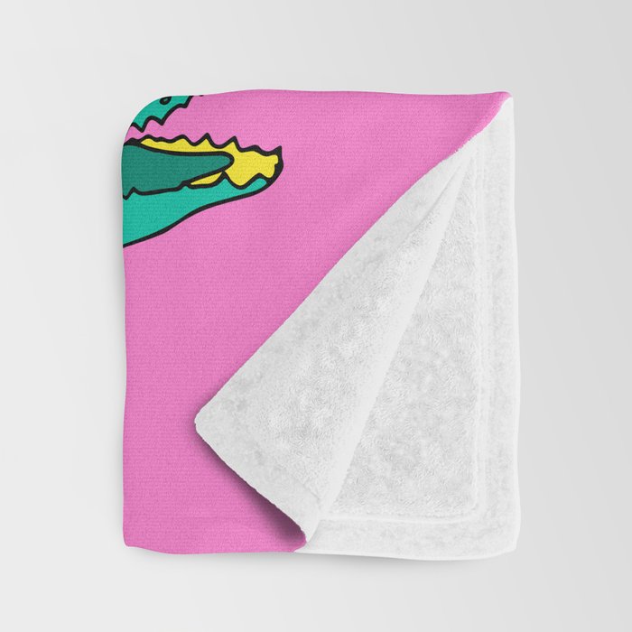 Crocodiles (Pink and Green) Throw Blanket Gallery Image 3