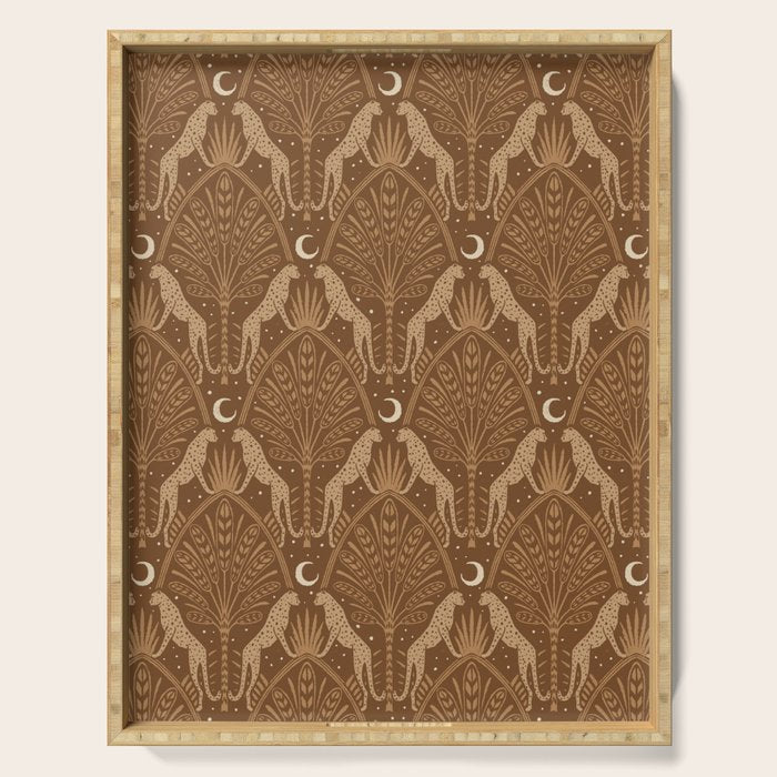 Night Cheetahs - Copper Brown Serving Tray Gallery Image 1