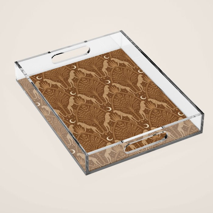 Night Cheetahs - Copper Brown Acrylic Tray Gallery Image 1