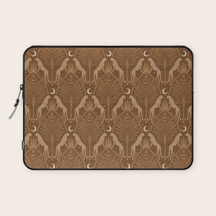 Night Cheetahs - Copper Brown Laptop Sleeve Gallery Image 1