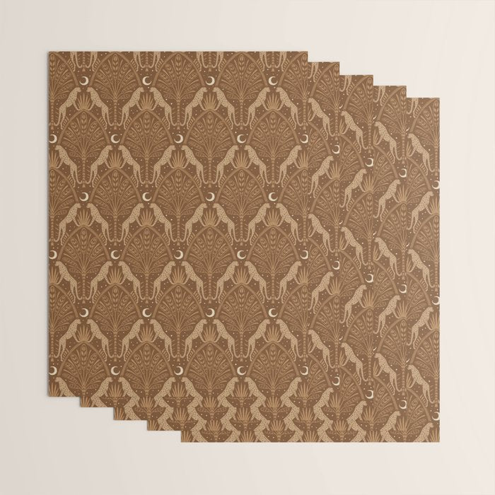 Night Cheetahs - Copper Brown Wrapping Paper Gallery Image 3