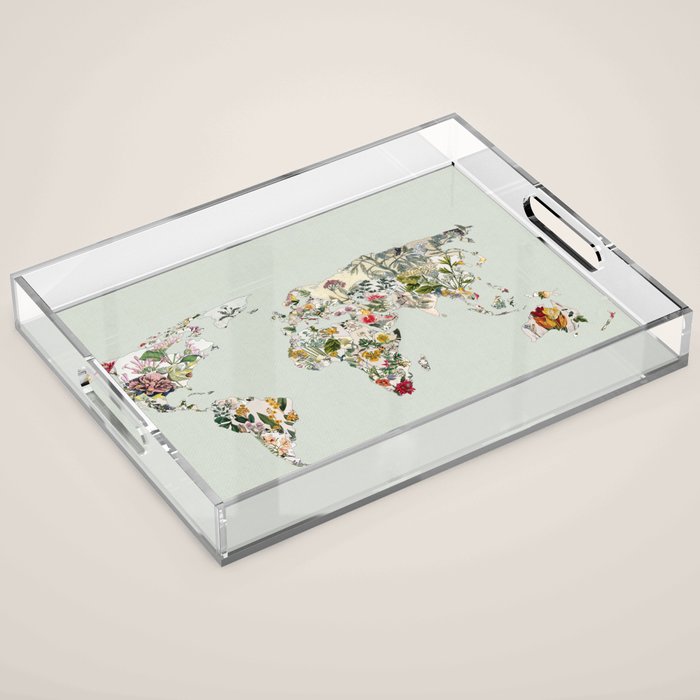 Vintage Botanical World Green Acrylic Tray Gallery Image 1
