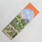 Summer Travel, Tropical Nature Palm Trees, Modern Architecture Palace Illustration Painting Yoga Mat Gallery Image 1