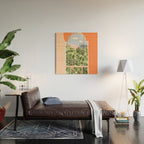 Summer Travel, Tropical Nature Palm Trees, Modern Architecture Palace Illustration Painting Wood Wall Art Gallery Image 2