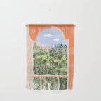Summer Travel, Tropical Nature Palm Trees, Modern Architecture Palace Illustration Painting Wall Hanging Gallery Image 1