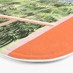 Summer Travel, Tropical Nature Palm Trees, Modern Architecture Palace Illustration Painting Bath Mat Gallery Image 3