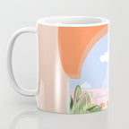 Summer Travel, Tropical Nature Palm Trees, Modern Architecture Palace Illustration Painting Coffee Mug Gallery Image 3