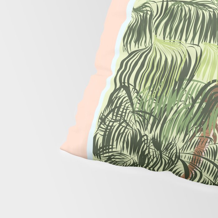 Summer Travel, Tropical Nature Palm Trees, Modern Architecture Palace Illustration Painting Pillow Sham Gallery Image 4