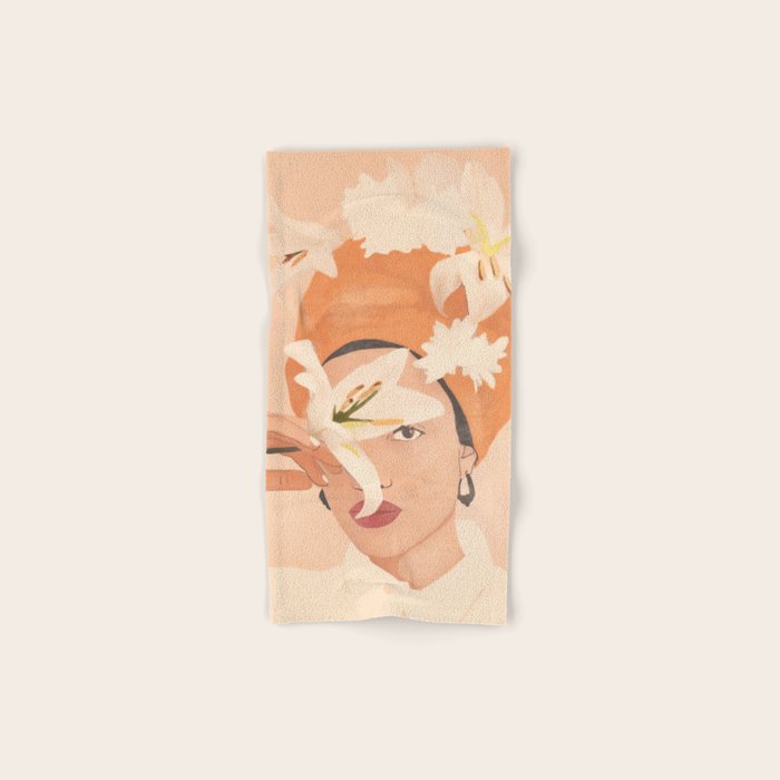 Girl with Flowers Illustration Bath Towel Gallery Image 1