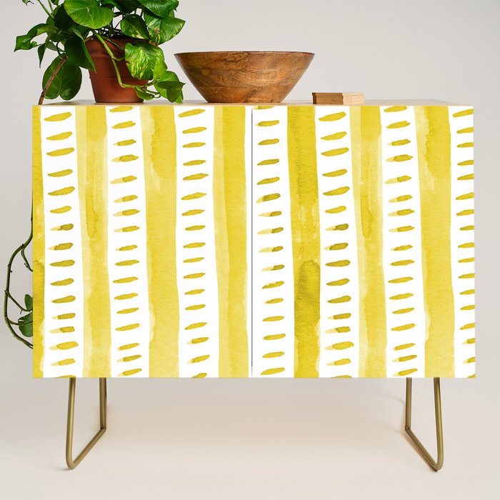 Watercolor lines - yellow Credenza Gallery Image 1