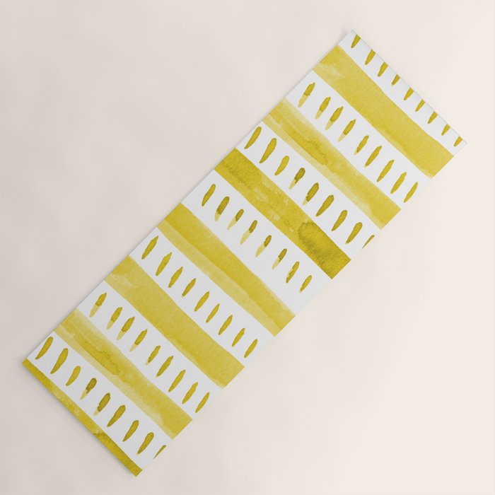 Watercolor lines - yellow Yoga Mat Gallery Image 1