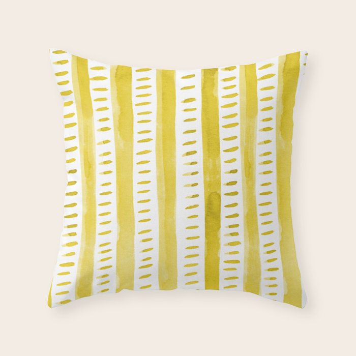 Watercolor lines - yellow Throw Pillow Gallery Image 6
