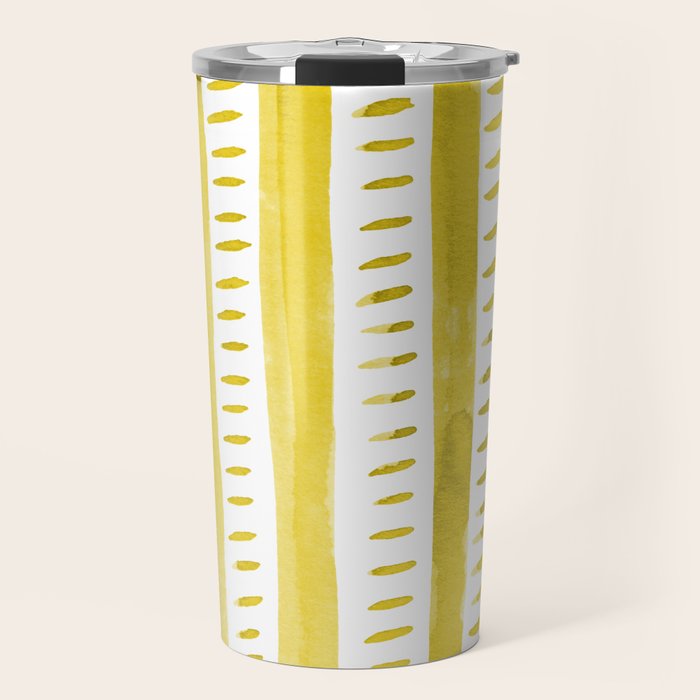 Watercolor lines - yellow Travel Mug Gallery Image 1
