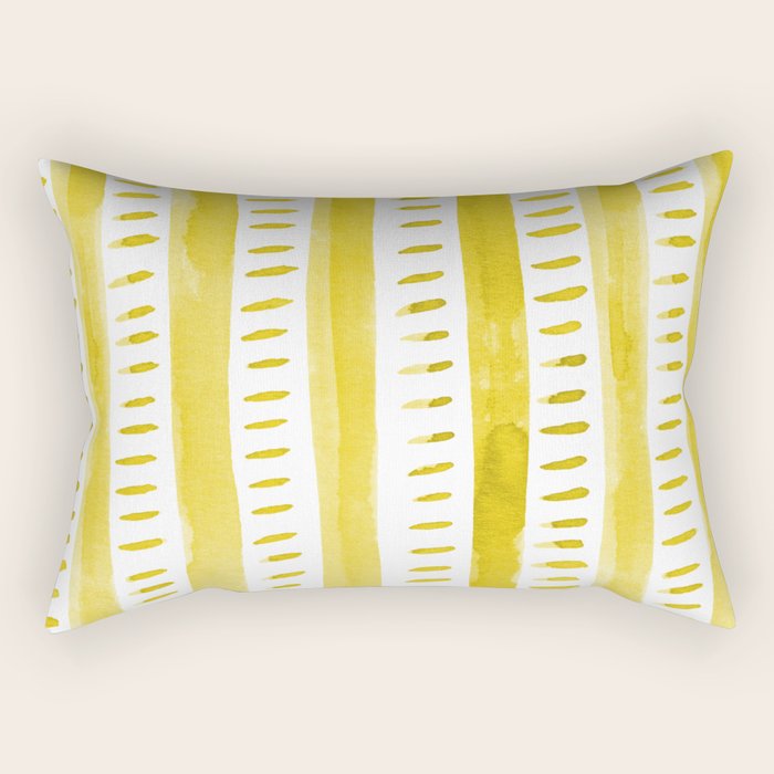 Watercolor lines - yellow Rectangular Pillow Gallery Image 1