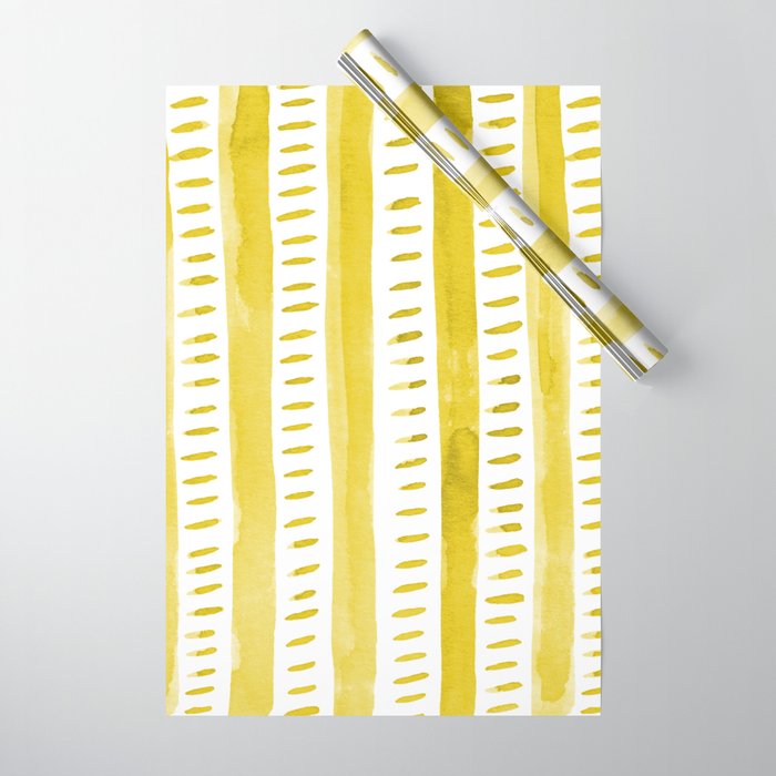 Watercolor lines - yellow Wrapping Paper Gallery Image 1
