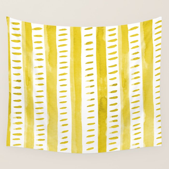 Watercolor lines - yellow Wall Tapestry Gallery Image 4
